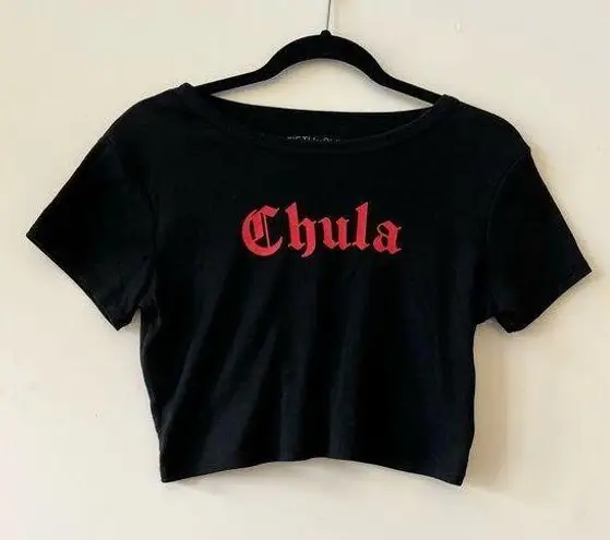 Fifth Sun Red Chula Graphic Black Crop T-Shirt