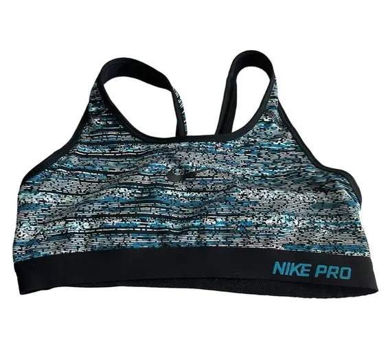 Nike  Pro Dri-Fit Women's Black and Blue  Racerback Sports Bra Size Medium