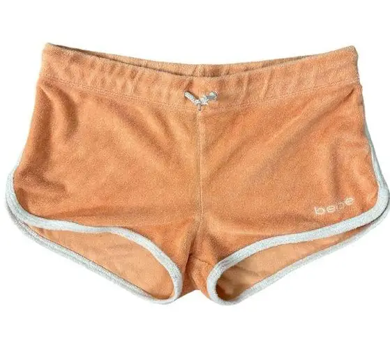 Bebe Vintage Y2K 90s  Sport Low Rise Terry Cloth Shorts Tangerine Small Logo USA