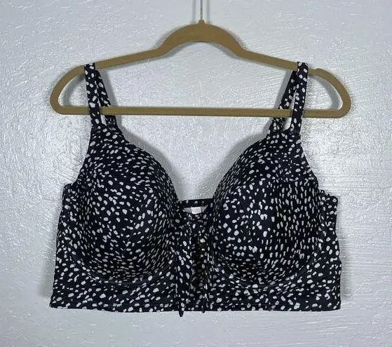 Cacique Women Plus Size 42DDD Black White Bikini Top Lightly Lined Balconette