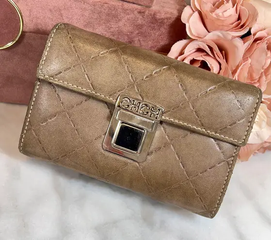 Carolina Herrera Quilted Logo Leather Wallet