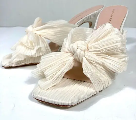 Loeffler Randall Claudia Top Knot Bow Heel Mule Sandals Pearl 9.5 NEW