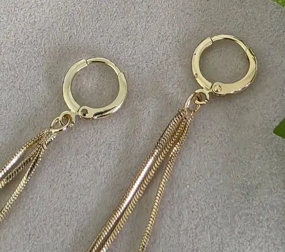 Gold Filled Huggie Hoop Earrings Dangle Owl Charms