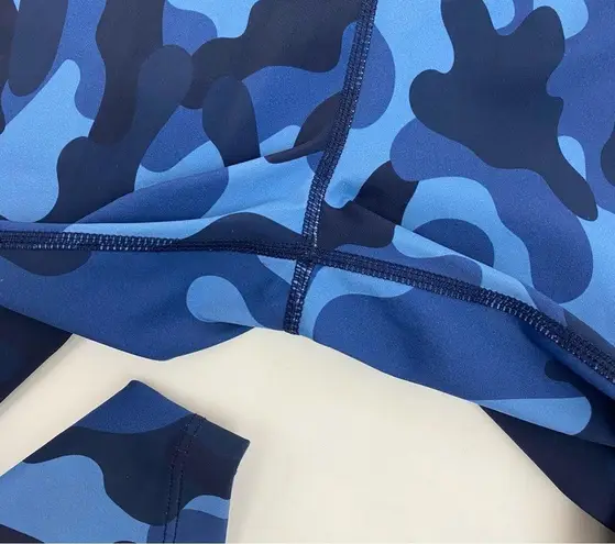 Addison Bay High Rise Cropped Active Leggings: Navy Blue Camo Camouflage