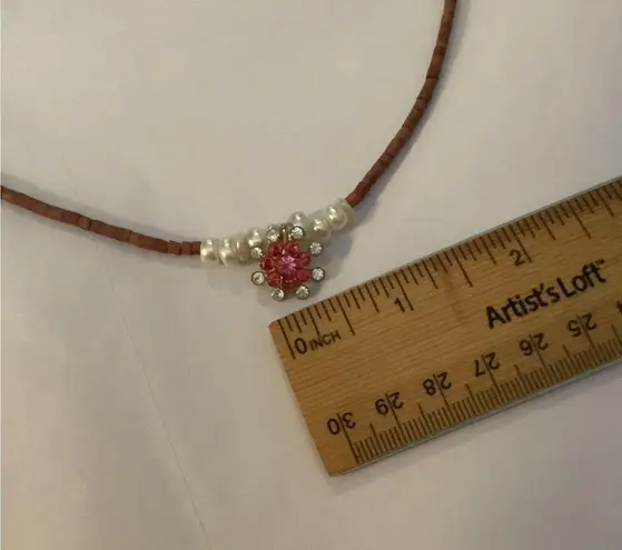 Pink sparkle flower necklace set