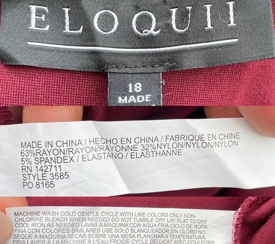 Eloquii NWT  Womens Dress Maroon Off The Shoulder Fit Flare V Neck Plus 18