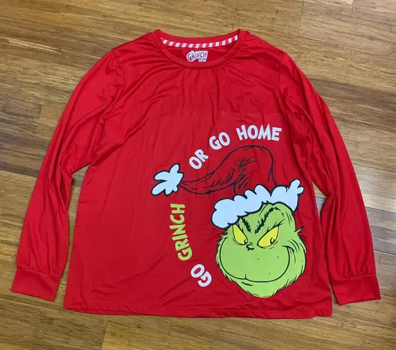 The Grinch Dr Seuss Red Long Sleeve Shirt Top Womens Large Go Grinch Or Go Home