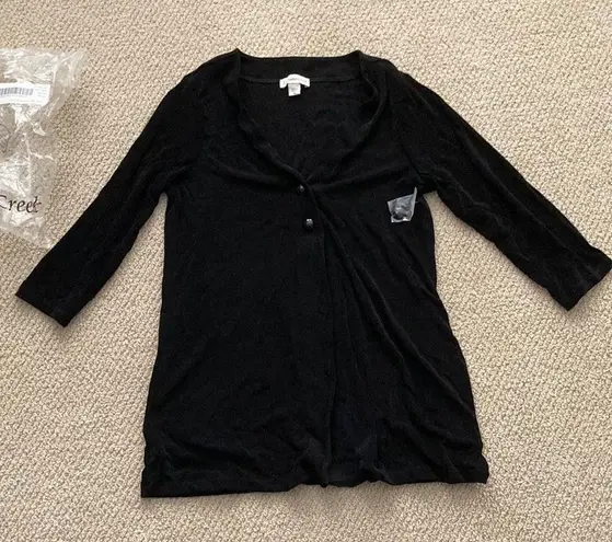 Coldwater Creek NEW Destinations Button Cardigan Black Size Medium Sleek NIB