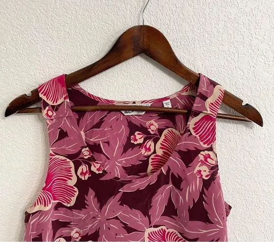 Equipment Womens Shirt Tank Pink Purple Hawaiian Tropical Floral Silk Size Small