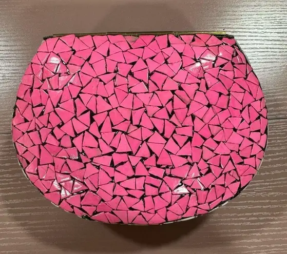 NEW Ramla Beverly Hills Pink/White Mosaic Handcrafted Handbag In Morocco Pink