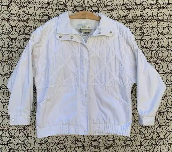 London Fog Vintage 90s white lattice front bomber jacket