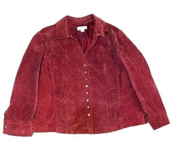 Christopher & Banks Red Suede Leather Jacket size 2X