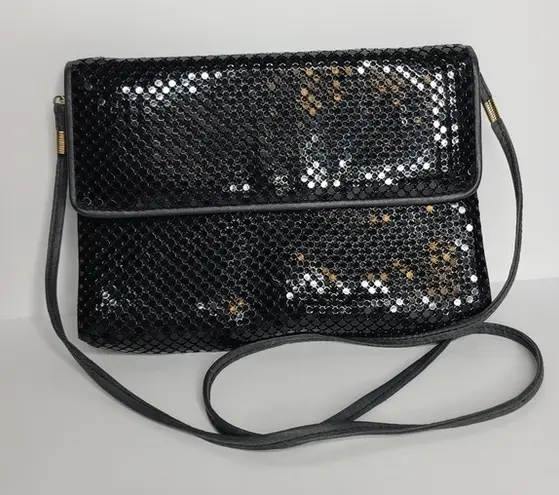 Whiting & Davis Black Metal Mesh Crossbody Shoulder Bag Purse - Image 1