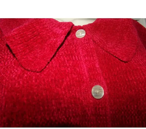 Denim & Co . chenille look red jacket 2X Excellent Button Front 100% acrylic