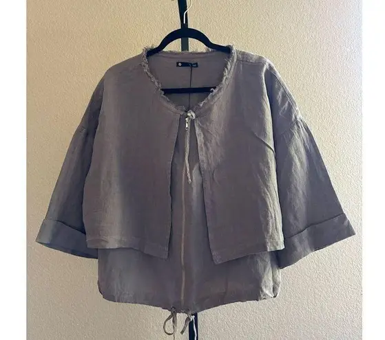 Krisa Revolve Los Angeles 100% Linen Jacket in Grey Size S
