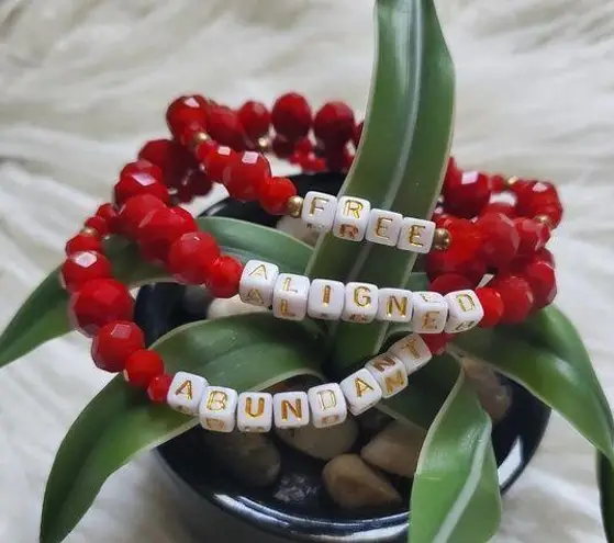 Handcrafted Manifest Statement Beaded Inspiration Bracelet Set