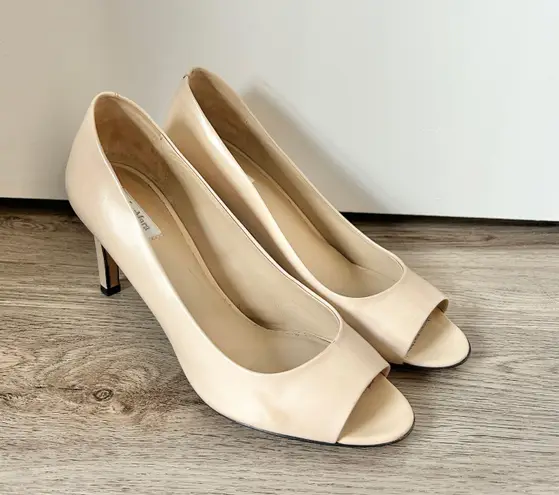 Max Mara Nude Leather Open Toe Heels EU Size 39