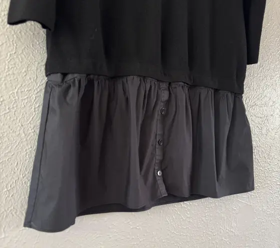 Milly Two for Sweaters Dress, Black Long Sleeve Dress with Detachable Hem