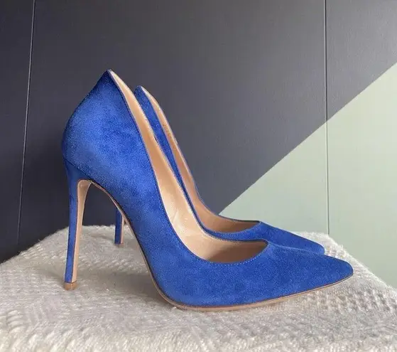 Gianvito Rossi NWOB Blue Suede 100mm Pumps Sz 37