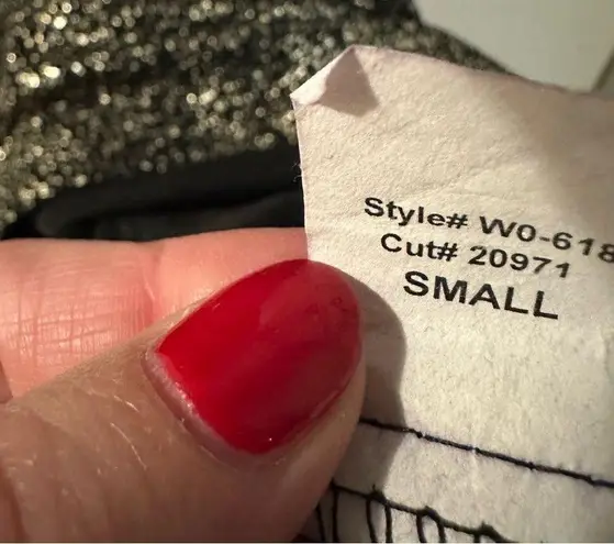 AQUA Brand Bloomingdales Scalloped Neck Dress Gold Glitter Black Small NYE Party