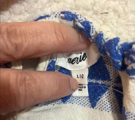 Aerie Sun Dress Blue and White Patterned Size Large