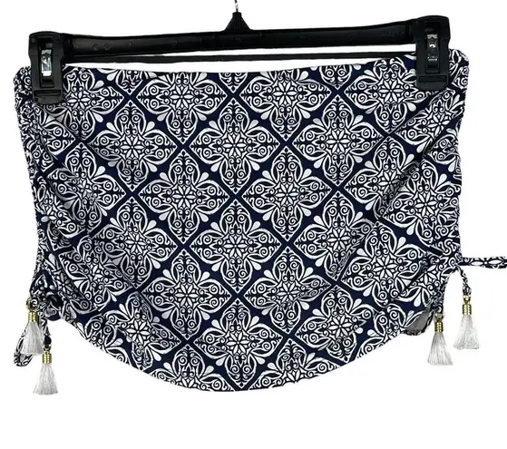 La Blanca SZ 4 Swim Skirt Side Shirred Indigo Mandala Quick Drying Navy Blue New