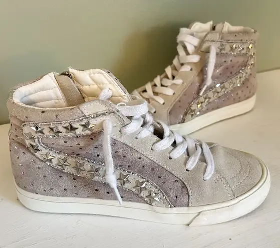 Vintage Havana High-Top Sneakers with Star Studded Accents Silver