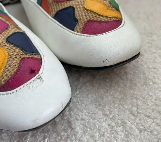 Vintage 80s 90s Arpeggios Leather Loafers Flats Shoes Rainbow Color White 9