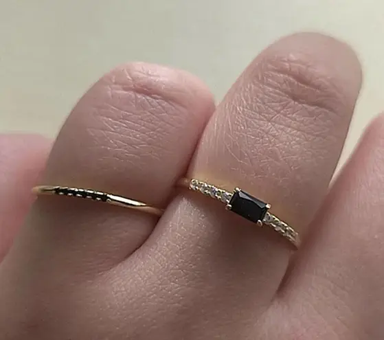 Boutique NEW‎ Yellow Gold Plated Silver Baguette Onyx Simulated Diamond Ring Sz 6