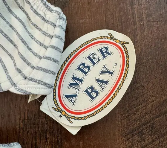 AMBER BAY white with metallic silver bikini, size 8, NWT