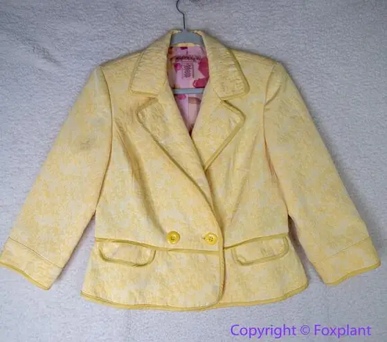 Bandolino blazer yellow floral jacquard, women size 12