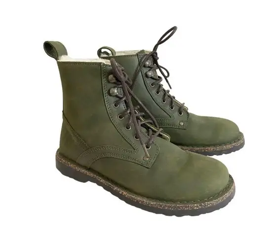 Birkenstock  Bryson Shearling Suede Leather Lace Up Boots Hunter Green, 37 / 6