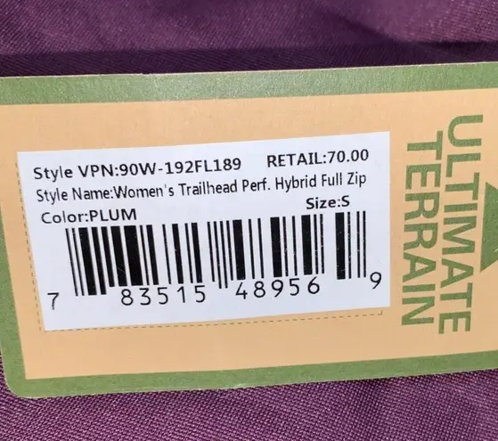 Ultimate Terrain Womens Hybrid Jacket Coat Hooded Full Zip Purple Small