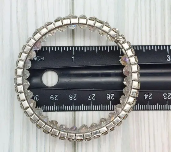 Cute Rhinestone Crystal Wire Wrap Bangle Bracelet Silver Tone Sparkly