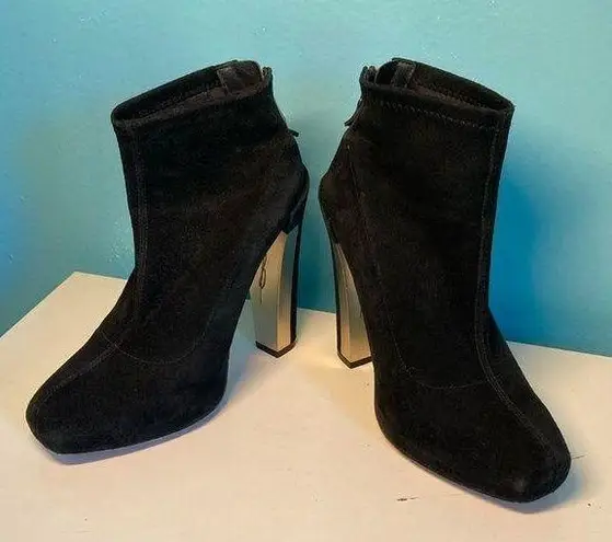 Brian Atwood  Black Suede Heeled Ankle Boots Size 7.5