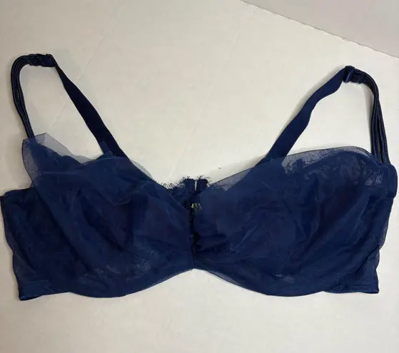 Cacique Navy Blue Lace & Tulle Plunge Bra - 42DDD