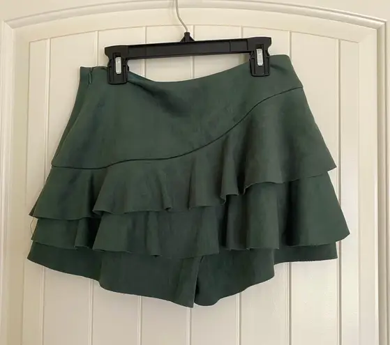 DO+BE Green Suede Ruffle Skort