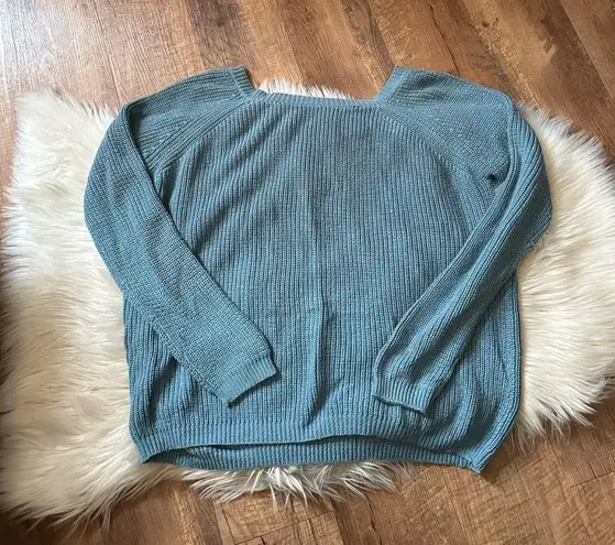 LULU’S Just For You Slate Blue Backless Sweater