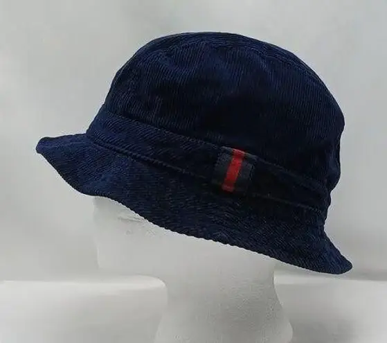 Vintage Y2K Bucket Hat Blue Corduroy Adult Medium/Large Cotton Preppy Outdoors