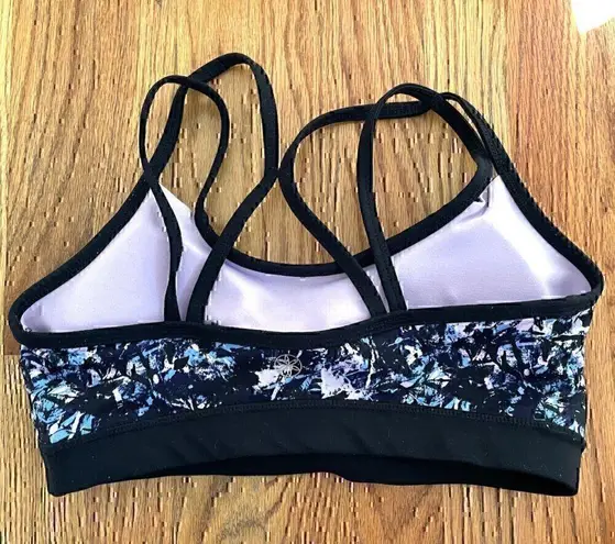 Gaiam Black Blue Lilac Lavender Navy Geo Geometric Print Strappy Sports Bra S