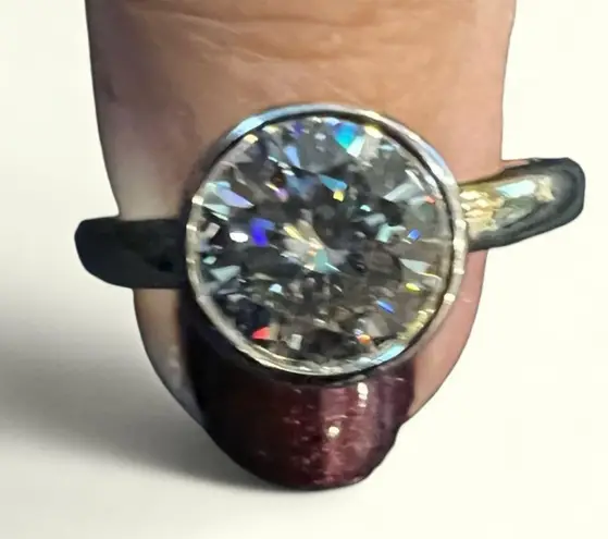 GRA Certified Moissanite 2 Carat Round Solitaire Ring Gold