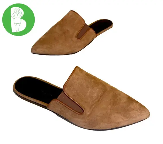 Jenni Kayne HANDCRAFTED COGNAC BROWN SUEDE LEATHER SLIDE MULE SLIDES (36)