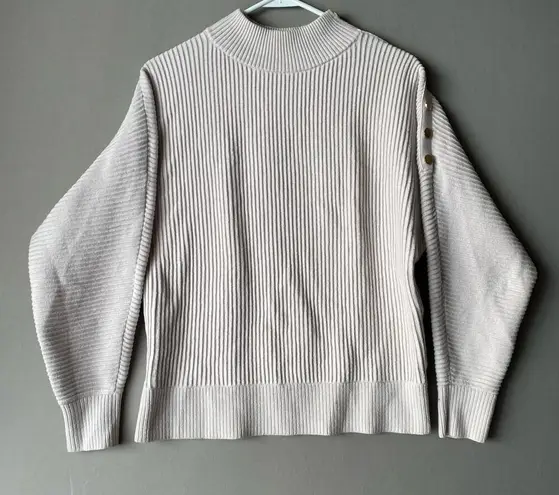 Tahari sz S cream knit ribbed warm sweater NWOT