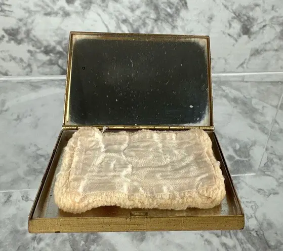 Vintage Helena Rubinstein Gold Tone Mirrored Compact Rhinestone Embellished