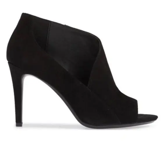 Calvin Klein Nastassia Kid Suede Leather D'orsay Cutout Peep Toe Bootie Heels