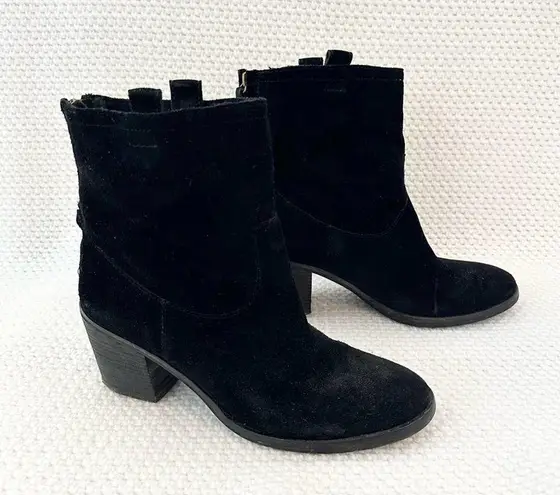 Sam Edelman  Black Suede Farrell Western Style High Cut Heeled Ankle Boots 8