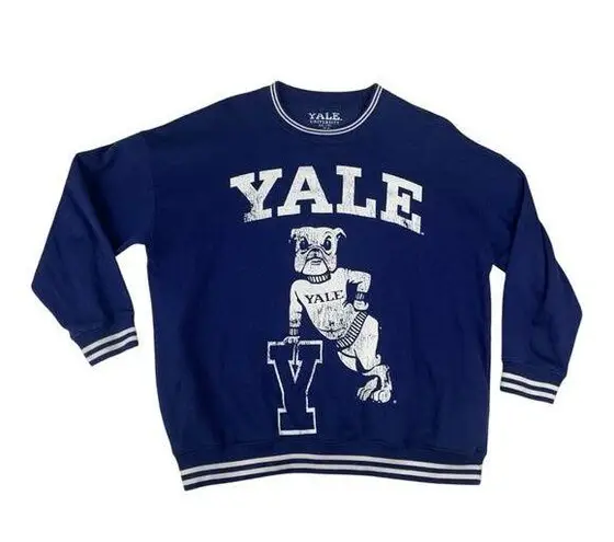 Yale Bulldogs women's 1x crewneck sweatshirt blue white graphic pullover