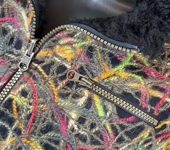 Sno Skins Wool Blend Reversible Multicolored Fiber Art Vest Size M