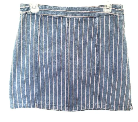 Her Entire Name Says Grace Womens Skirt Size Large Denim Striped Nautical Preppy Blue