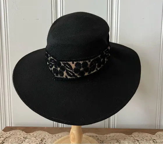 Anthropologie NWT  ASN Black Wide-Trimmed Boater Hat One Size